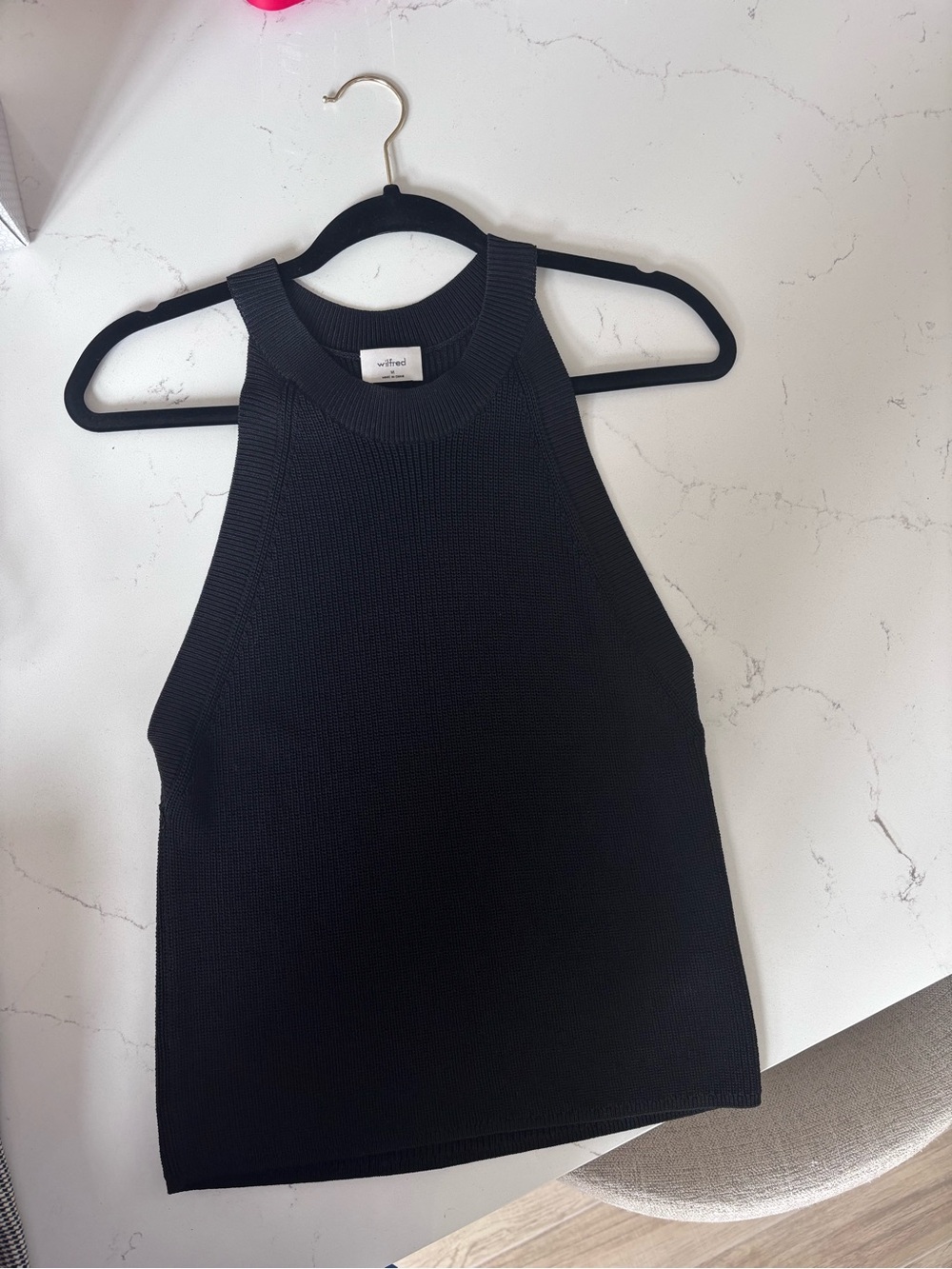 Aritzia Black Ribbed Halter Tank Top